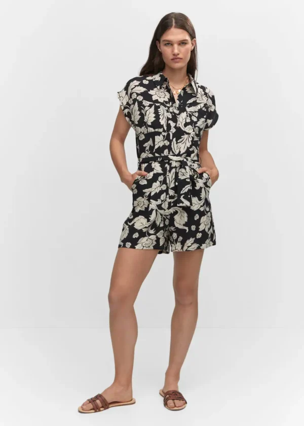 Floral-print jumpsuit with tie - Image 2