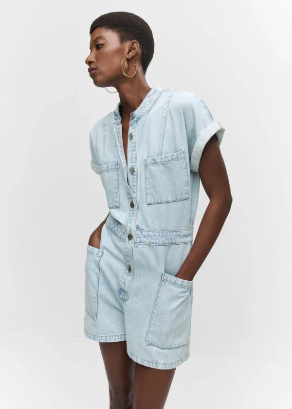 Denim jumpsuit with pockets - Image 7