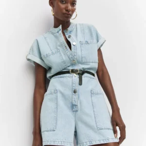 Denim jumpsuit with pockets