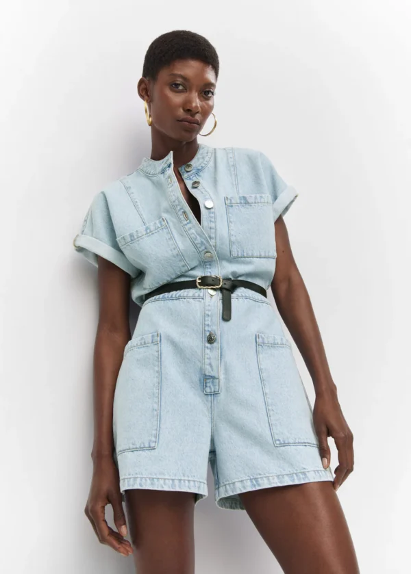 Denim jumpsuit with pockets