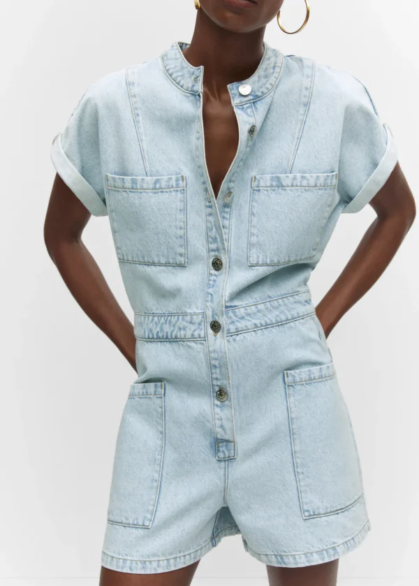 Denim jumpsuit with pockets - Image 4